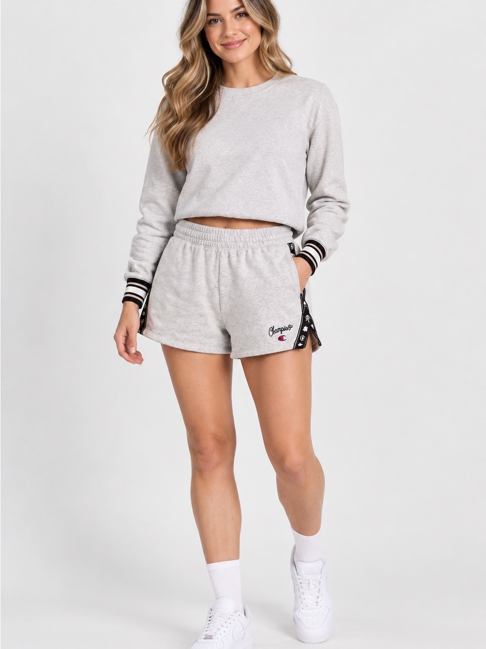 Champion Women's Gray Fleece Athletic Shorts, Size Small